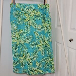 C&C California Blue and Green Tropical Linen Maxi Skirt Sz Large